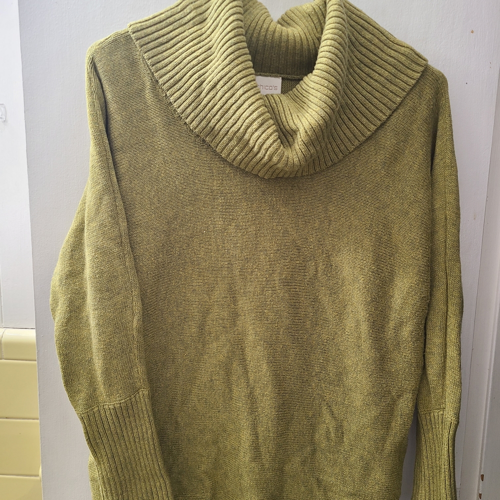 Chico's Sage Green Cowl Neck Sweater